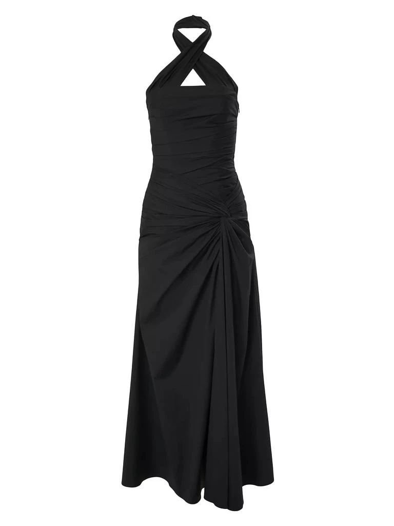 Carolina Herrera Knotted Cotton-Blend Halter Gown 1