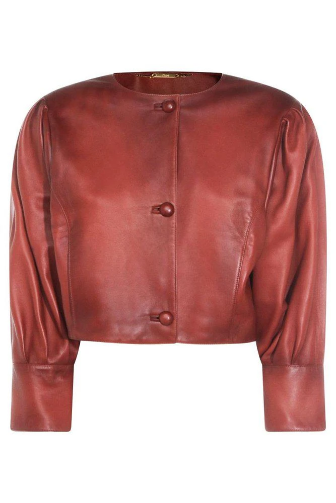 Chloé Chloé Collarless Leather Cropped Jacket