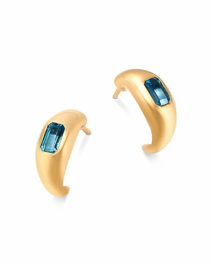 Bloomingdale
s Fine Collection Swiss Blue Topaz Bold Gold J-Hoop Earrings in 14K Yellow Gold
