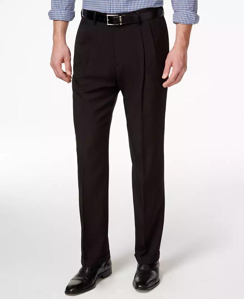 Haggar Men's ECLO Stria Classic Fit Pleated Hidden Expandable Waistband Dress Pants