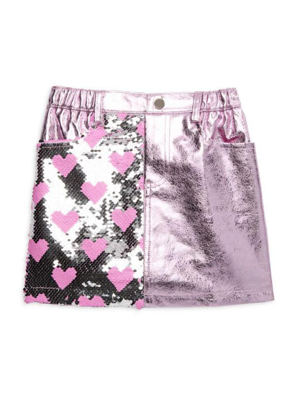 Baby Sara Little Girl's Sequin Heart Metallic Mini Skirt 1