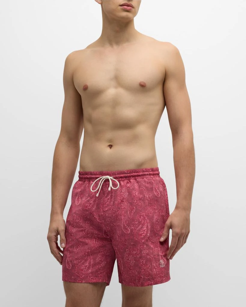 Brunello Cucinelli Men's Paisley-Print Drawstring Swim Shorts 4