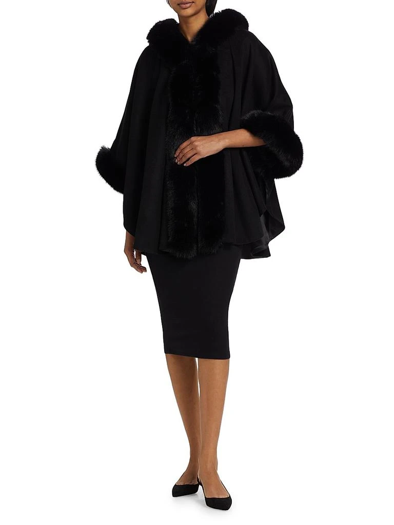 Sofia Cashmere Whipstitch Faux-Fur Hooded Cape 2