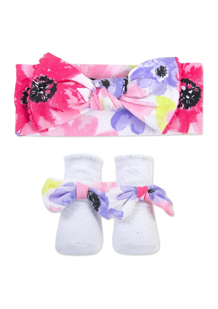 Baby Essentials Baby Girls Pink Purple Bow and Socks Set