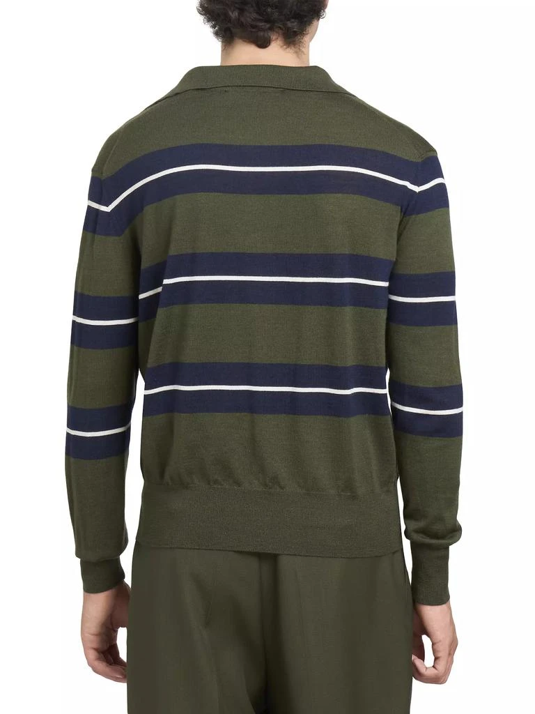 AMI Raye Striped Cotton Polo Sweater 5