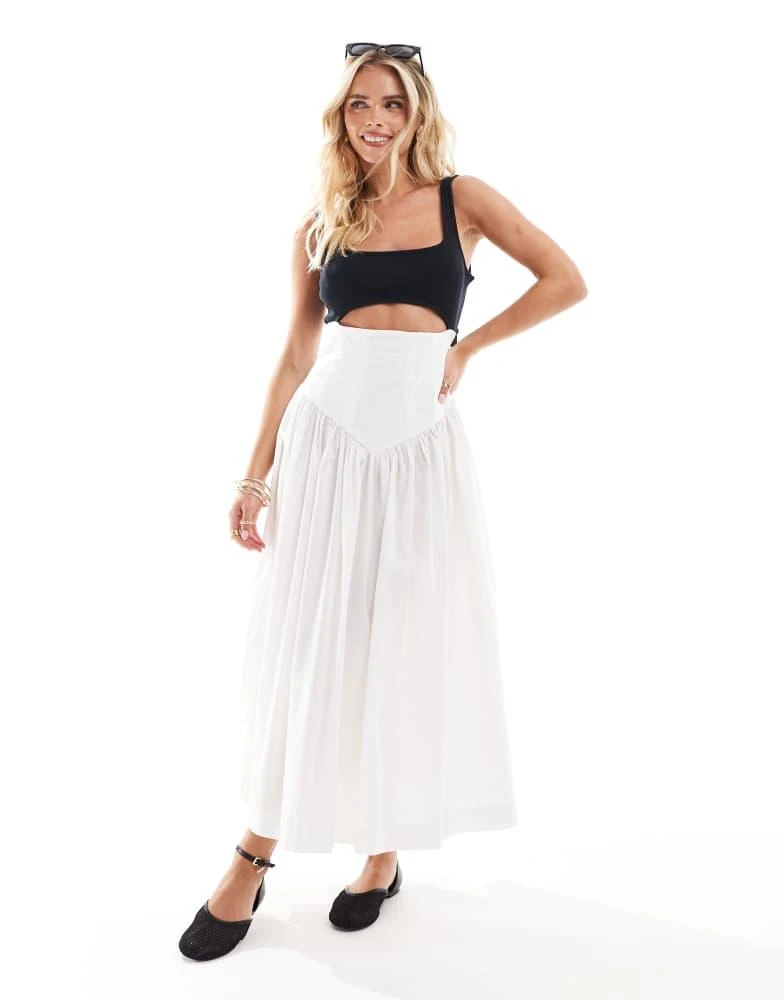 ASOS DESIGN Petite corset waist jersey bodice midi dress in cream and black   On Sale Now with Up to 30% Off | Discover Exclusive Deals & Savings at  BeyondStyle  Authentic