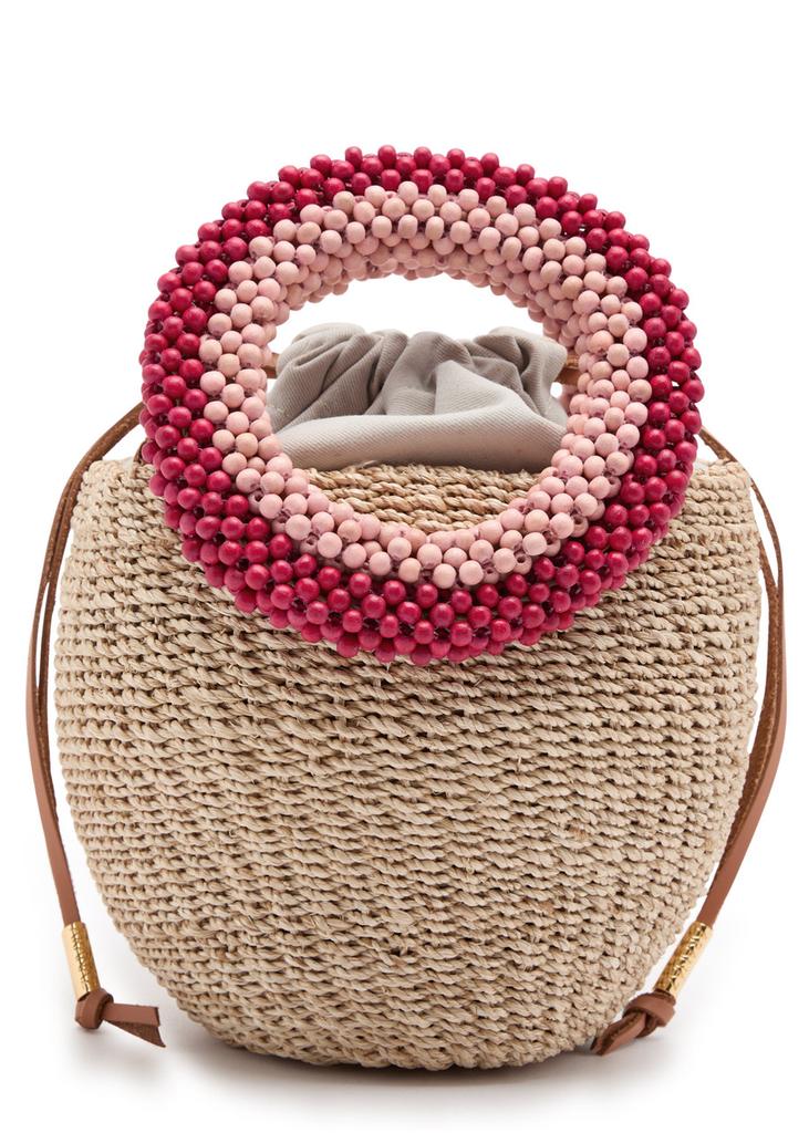 ARANAZ Carmen mini raffia bucket bag