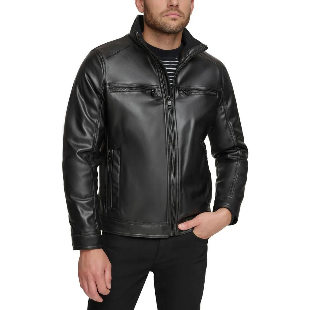 Calvin Klein Mens Lined Faux Leather Motorcycle Jacket 1