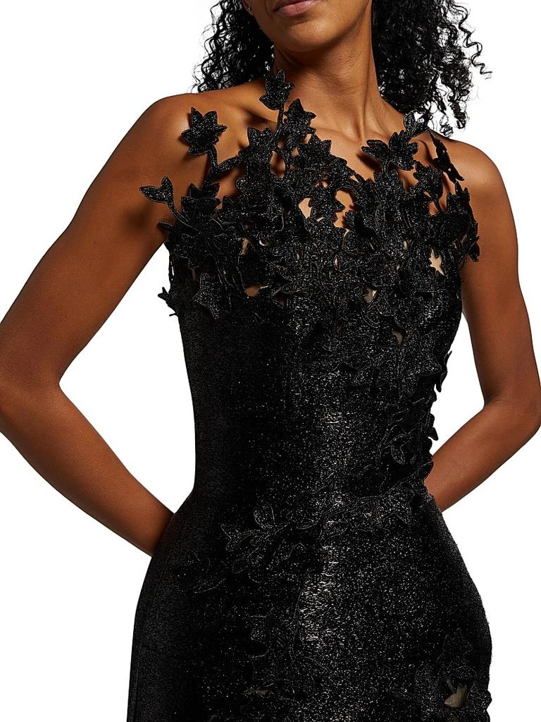 h&m embroidered dress black Plissé chiffon gown with metallic embroidered collar main image 1