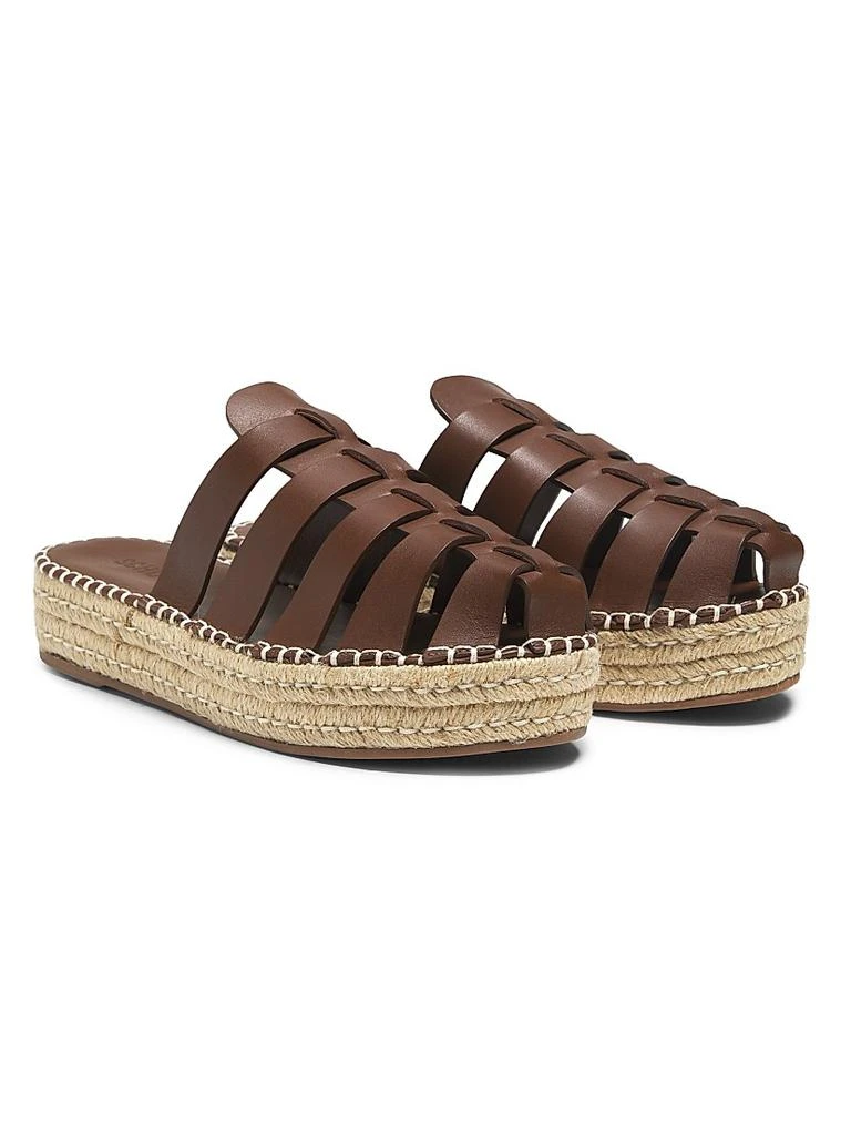 Schutz Valerie 45MM Leather &amp; Raffia Flatform Mules 2