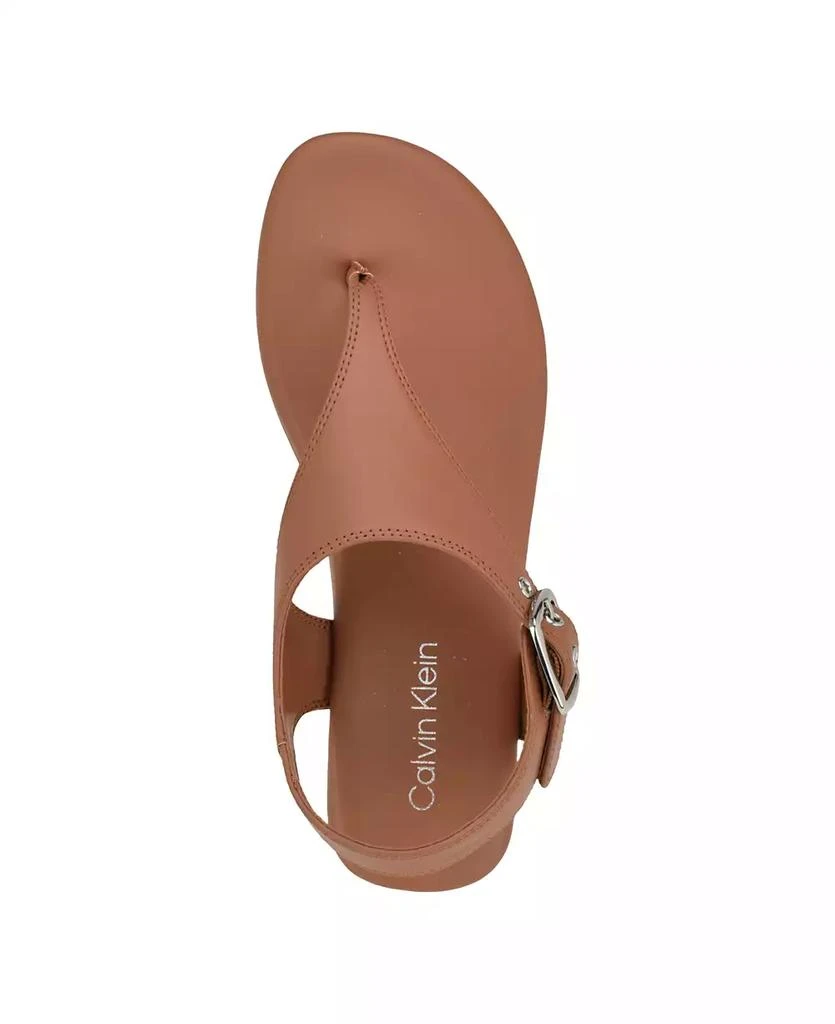 Calvin Klein Women's Moraca Buckle T-Strap Flat Sandals 4
