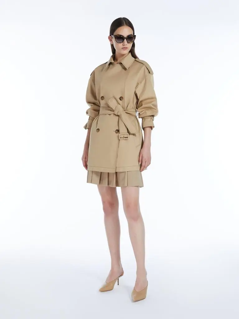 Max Mara Water-repellent gabardine short trench coat 4
