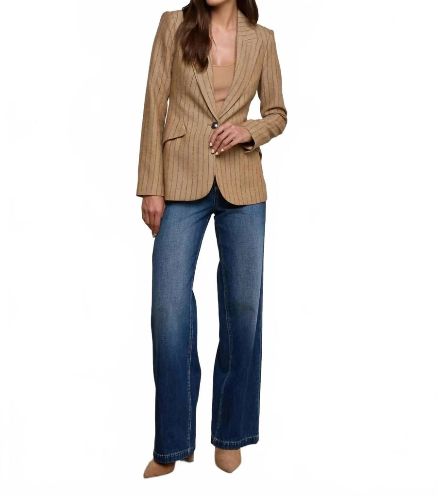 L
Agence Chamberlain Pinstripe Blazer In Tan/charcoal