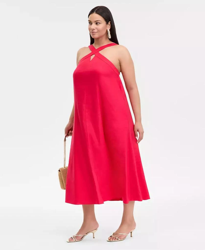 INC International INC International Concepts Plus Size Linen-Blend Printed Halter Maxi Dress, Exclusively at Macy's 3