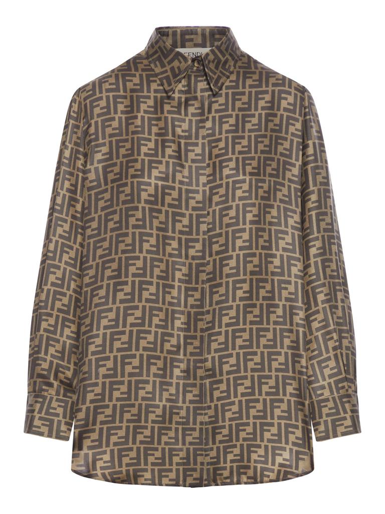 Shop Fendi All-Over FF Jacquard Long-Sleeved Shirt on Sale