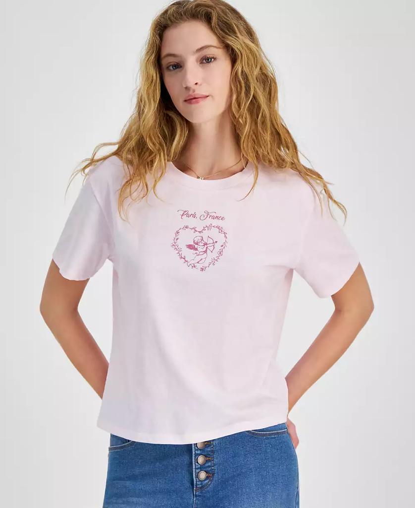 Rebellious One Juniors' Cupid Paris Graphic T-Shirt