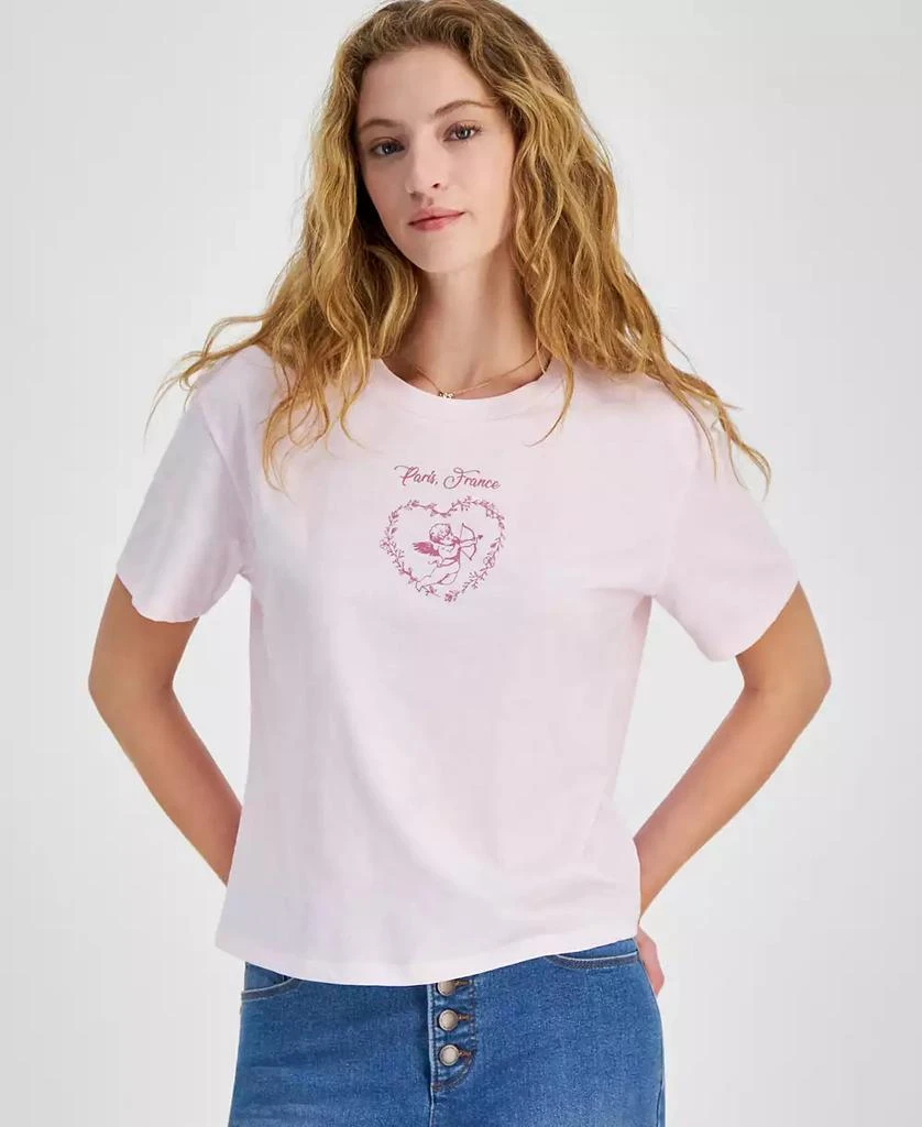 Rebellious One Juniors' Cupid Paris Graphic T-Shirt 1