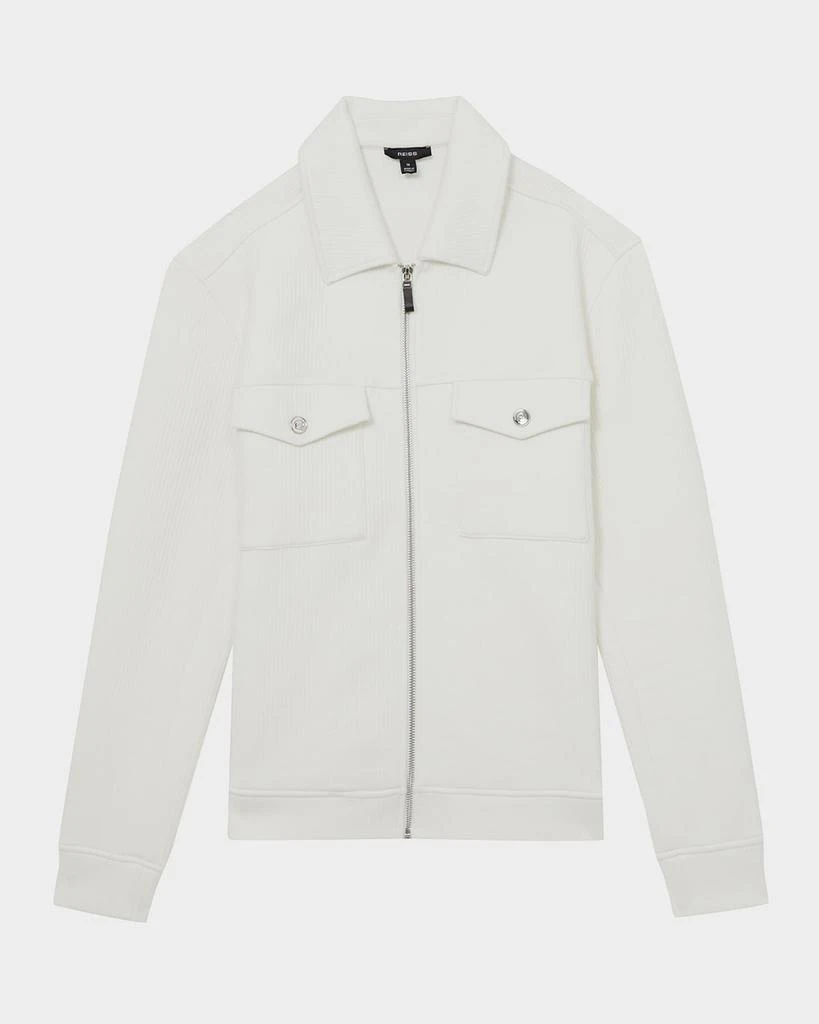 REISS Men's Bowen Jersey Ribbed Zip Overshirt 1