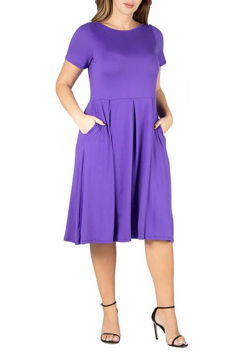 Shop Comfort Apparel Short Sleeve Plus Size Midi Skater Dress With