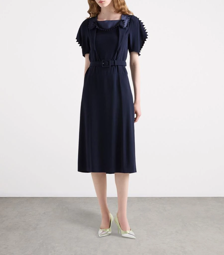 Prada Satin Crepe Belted Midi Dress 2