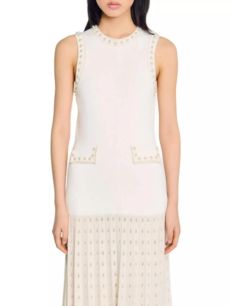 Sandro Pearl Bead Knit Maxi Dress 4