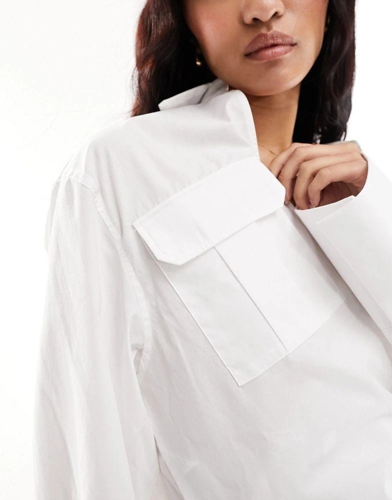 Mango Mango utility wrap detail shirt in white 2