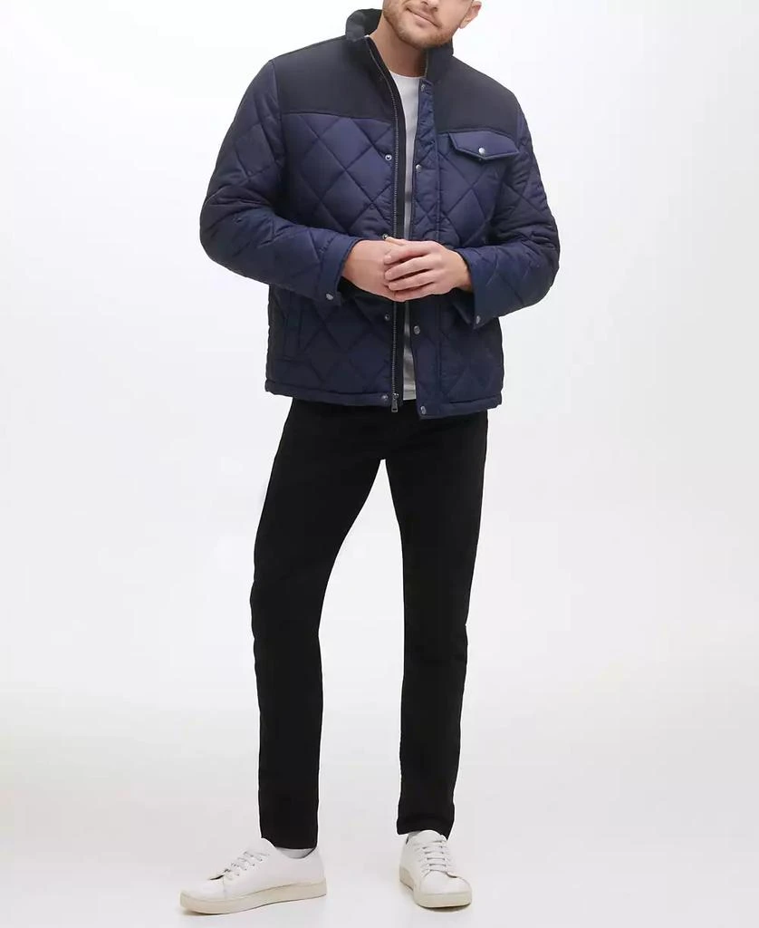 Cole Haan Men's Mixed Media Diamond Quilt with Faux Sherpa Lining Coat 1