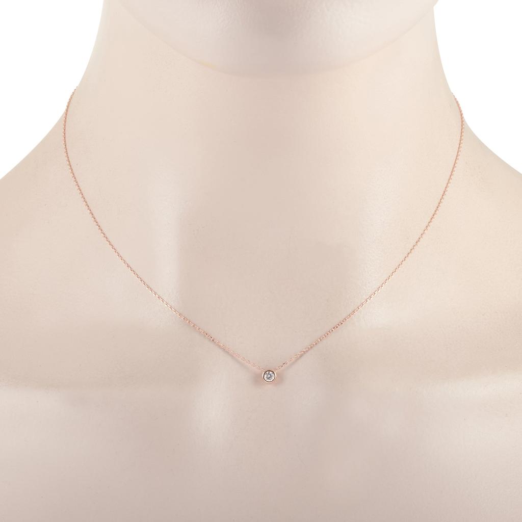 Non Branded 14K Rose Gold 0.10 ct Diamond Pendant Necklace