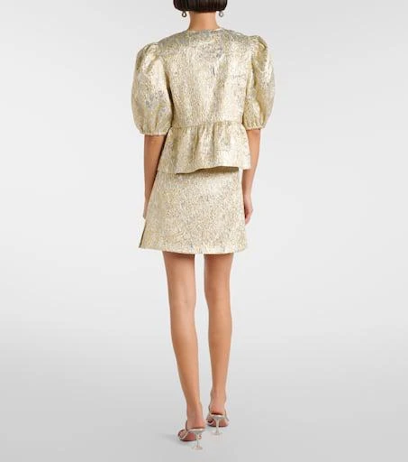 Ganni Puff-sleeve brocade top 3