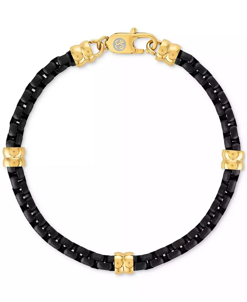 Esquire Men's Jewelry Box Link Chain Bracelet in Black & Gold-Tone Ion Plated Stainless Steel, Exclusively at Macy's 6