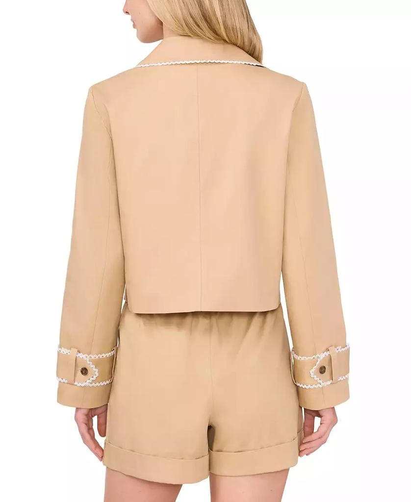 CeCe Women's Cropped Scallop-Trim Trench Jacket 2