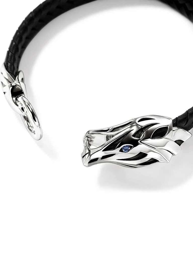 John Hardy Naga Sterling Silver, Leather 
Blue Sapphire Bracelet 4