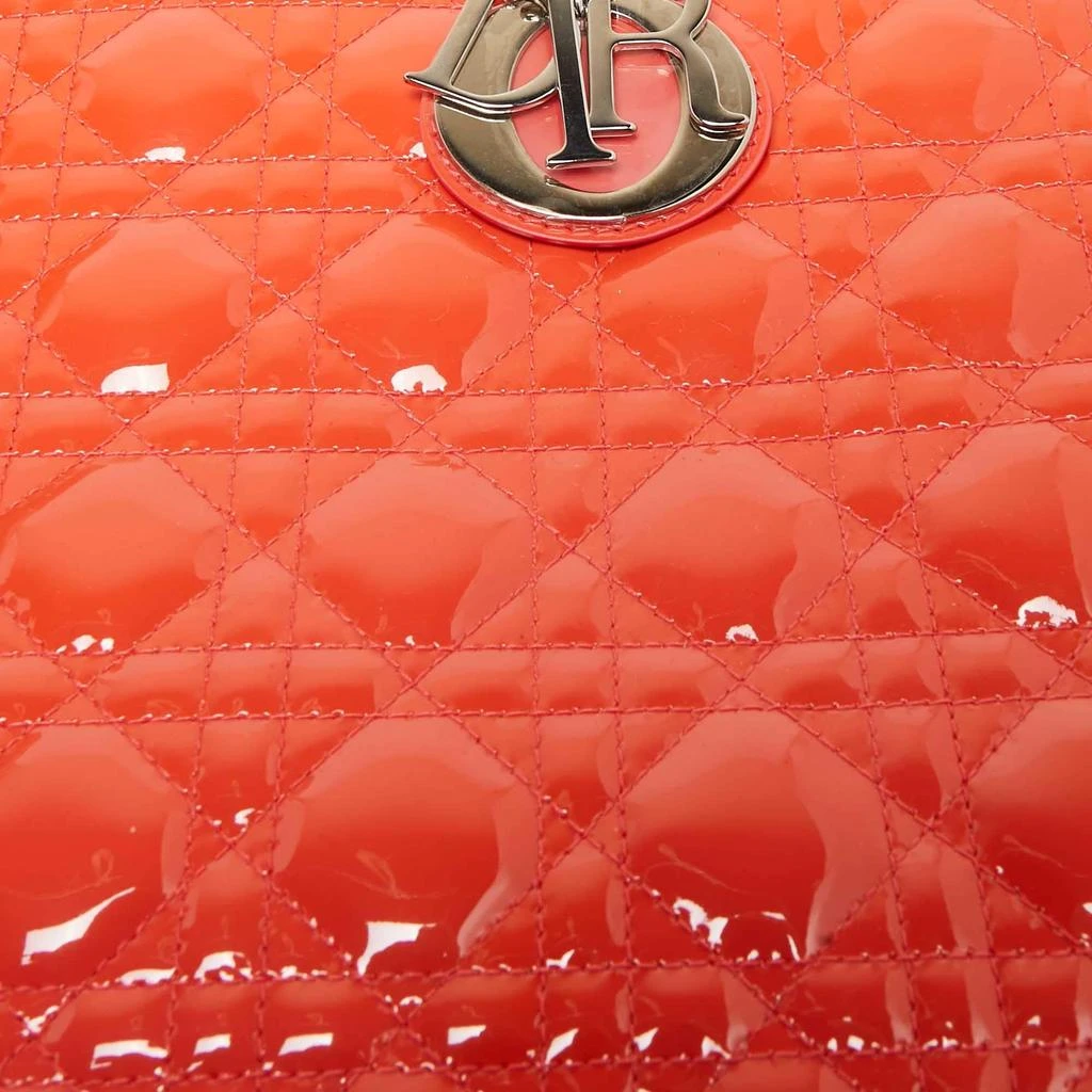 Dior Dior Orange Cannage Patent Leather Large Lady Dior Tote 6