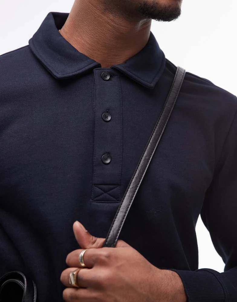 Mango Mango button up sweatshirt in navy 3