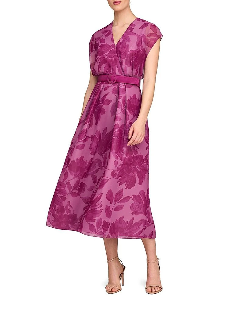 Kay Unger Brigid Floral Chiffon Belted Midi-Dress 2