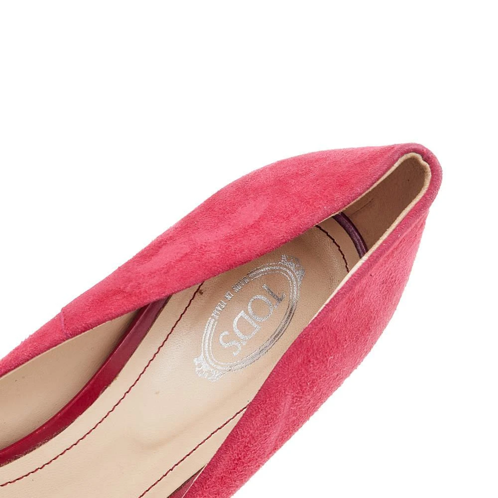 Tod's Tod's Crimson Red Suede Peep Toe Wedge Pumps Size 40 7