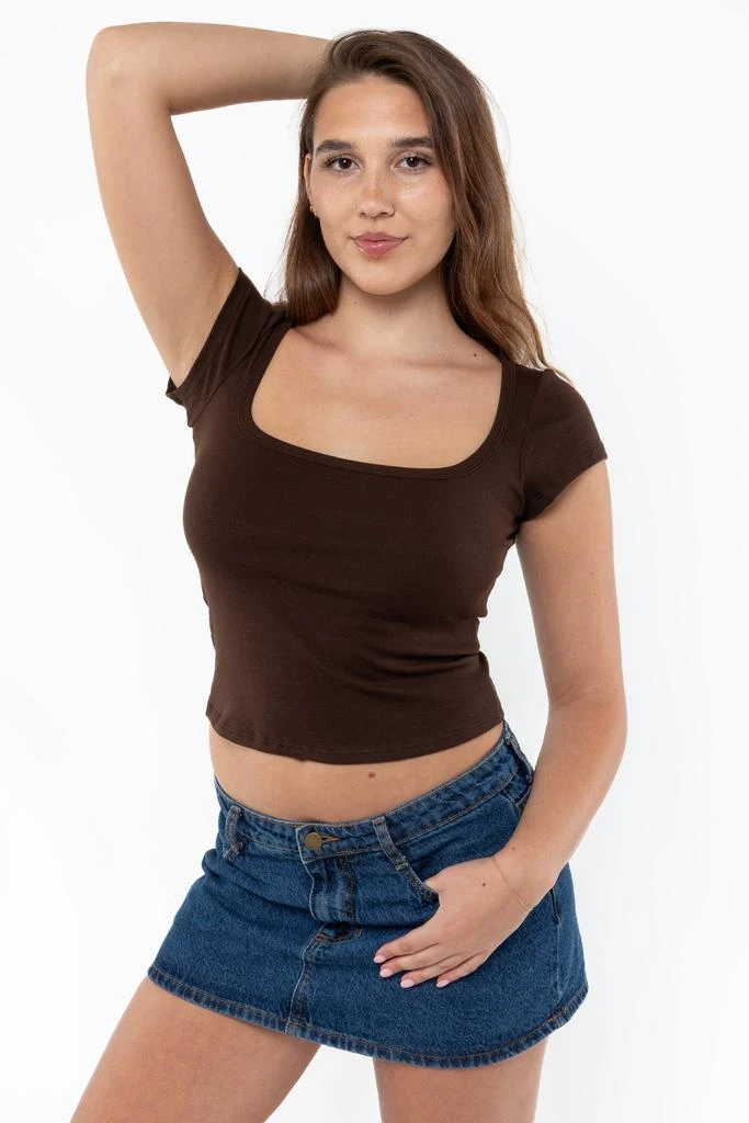Los Angeles Apparel 43023 - Baby Rib Square Neck Cap Sleeve Tee 6