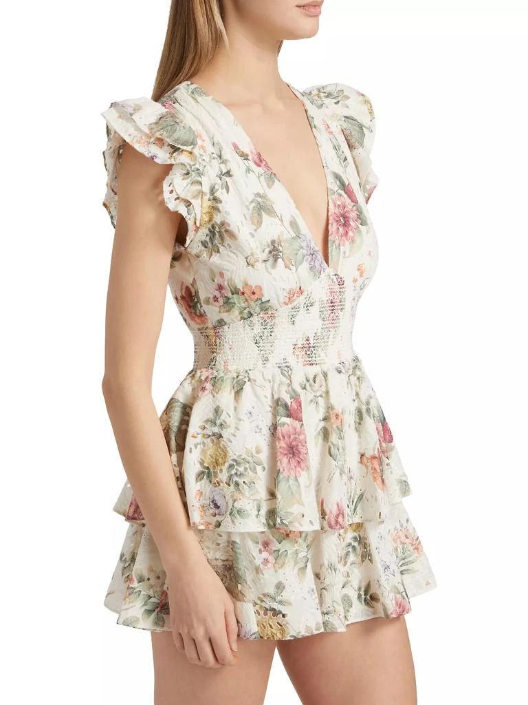 Alice + Olivia Kessie Floral Ruffle Romper 4