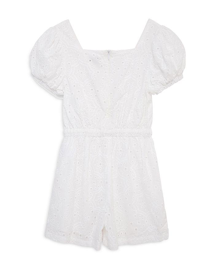 Habitual Girls' Puff Sleeve Faux Wrap Eyelet Romper - Big Kid