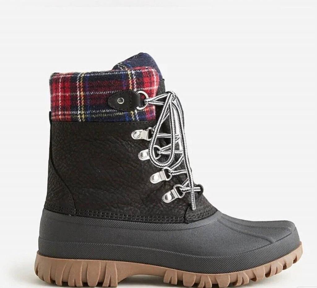 J. Crew Women's Perfect Plaid Winter Boots In Black