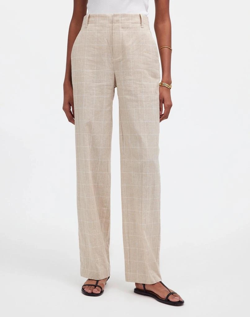 Madewell Mid-Rise Straight Pants in Plaid Linen Blend 2