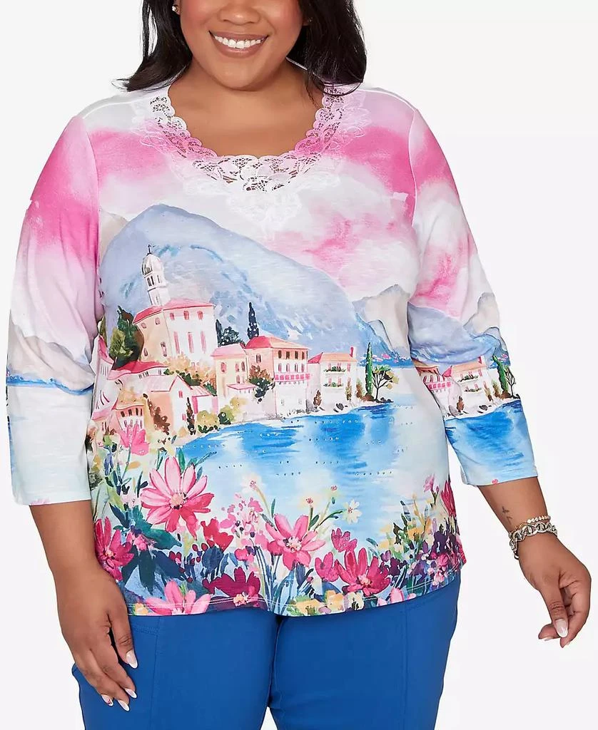 Alfred Dunner Plus Size The Royal Treatment Embellished Lake Como Scenic Top