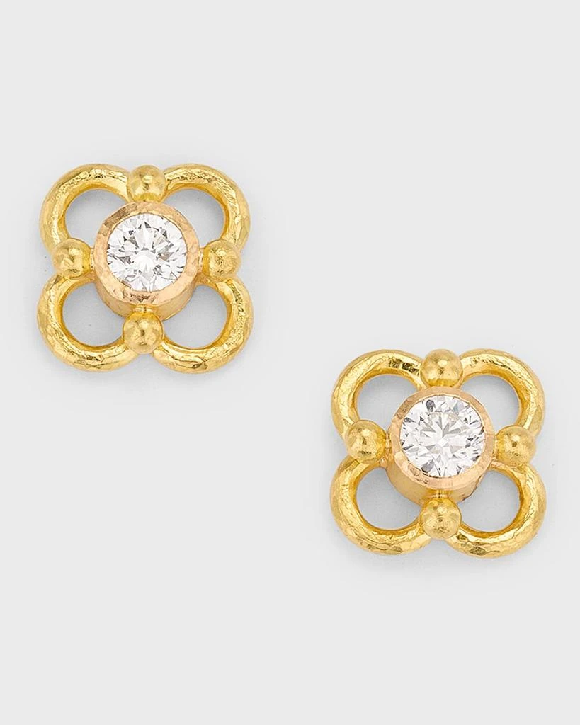 Elizabeth Locke 19K Round 4mm Diamond Stud Earrings with Wire Arches 1