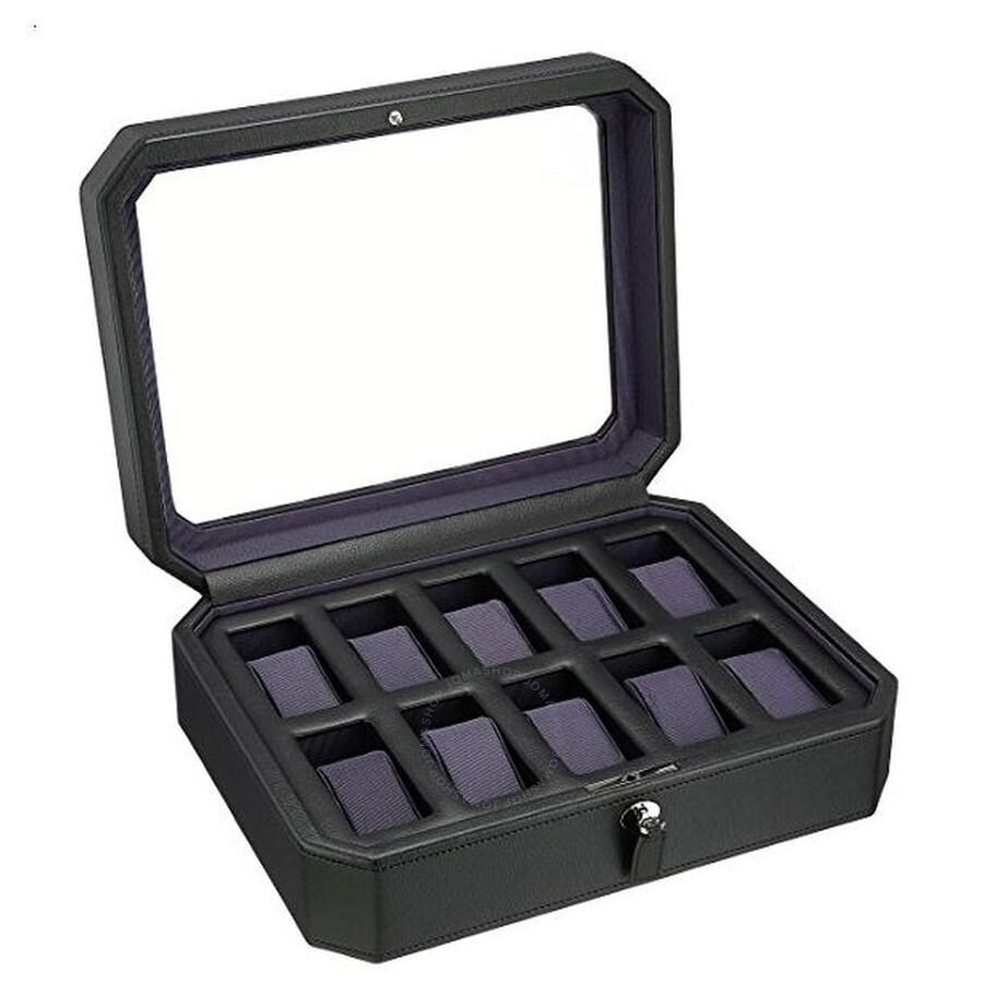 Wolf Windsor Ten Piece Black/Purple Watch Box 458403