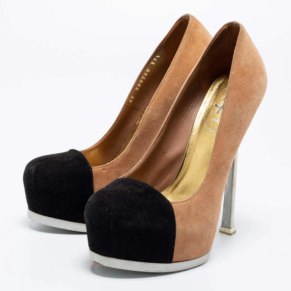 Saint Laurent Paris Saint Laurent Paris Tow Tone Suede Tribtoo Platform Pumps Size 37.5 2