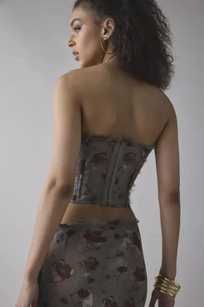 Jaded London Jaded London Cibele Semi-Sheer Floral Organza Strapless Corset Top 3