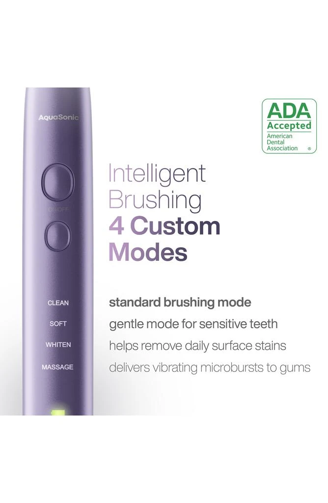 AquaSonic VIBE Series Satin Violet UltraSonic Whitening Toothbrush wiht 8 DuPont Brush Heads & Travel Case 5