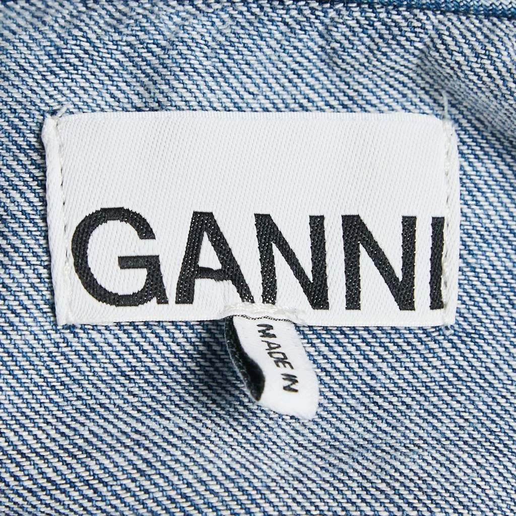 Ganni Ganni Blue Denim Ruffled Platter Collar Shirt XL 5