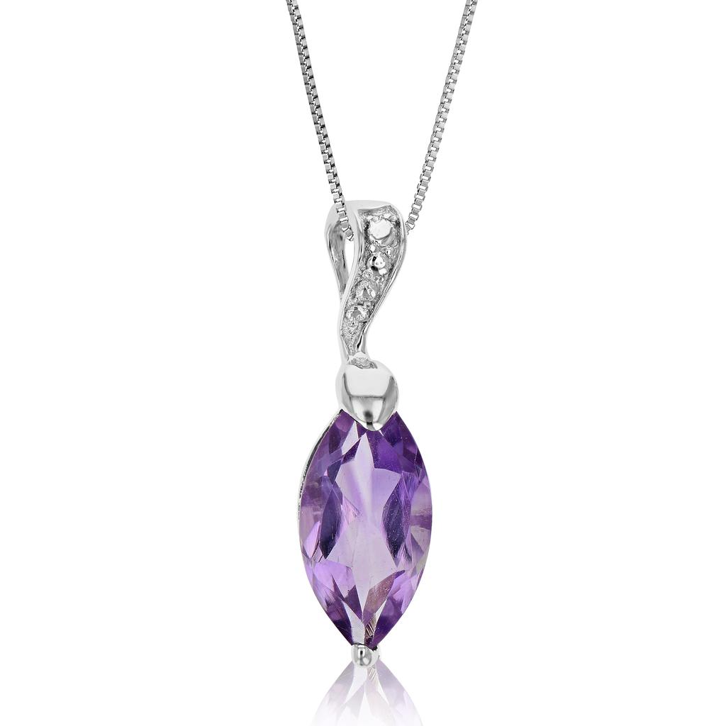 Vir Jewels 1/50 cttw Purple Amethyst Pendant Necklace .925 Sterling Silver 12x6 MM Marquise