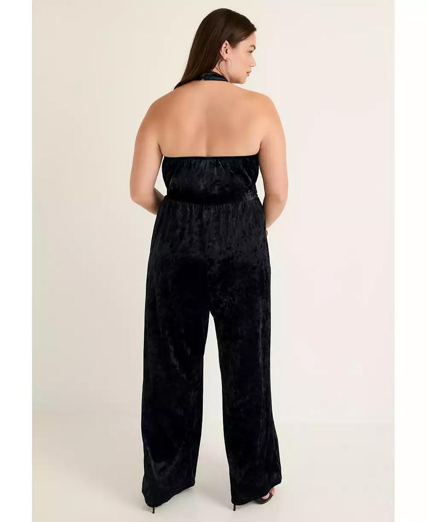 June & Vie June + Vie Women's June + Vie Crushed Velvet Halterneck Jumpsuit